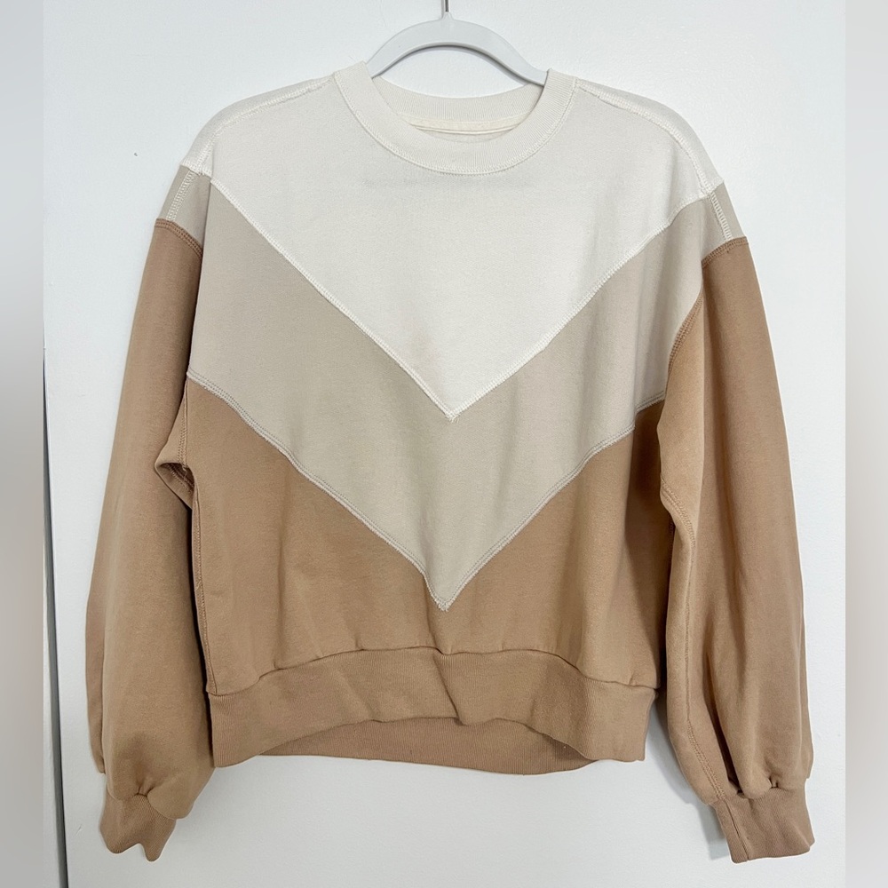 Abercrombie Tan Colorblock Crew Sweatshirt